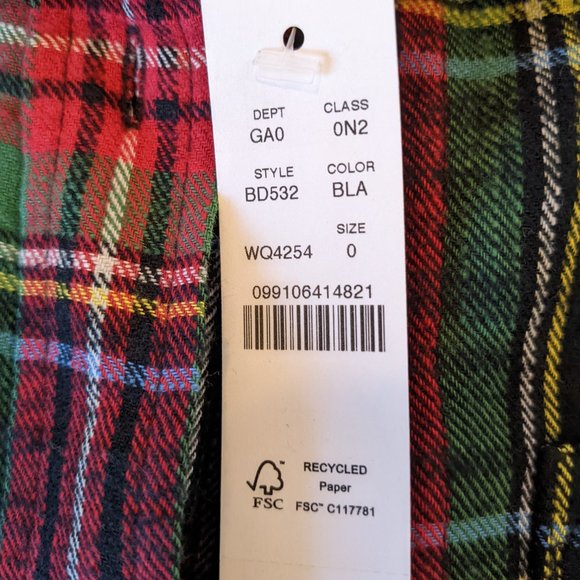 J Crew Stewart Plaid Shirt, New with tags, size 0 - Picture 3 of 4